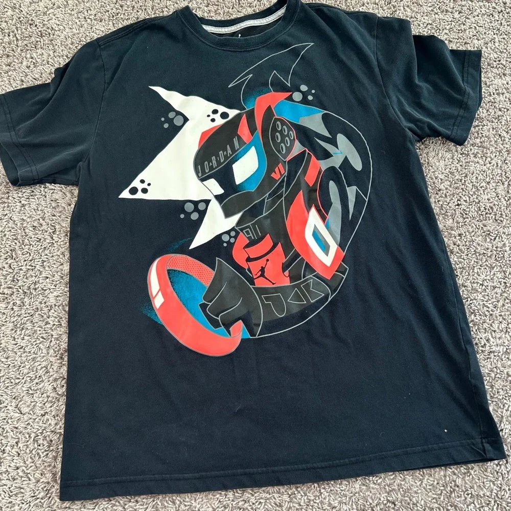 Jordan‎ Dri Fit Graphic T Shirt Mens Size Large Black Red Blue